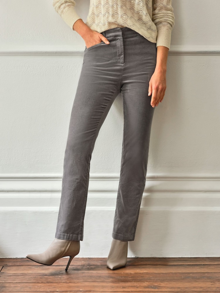 Pure Collection Grey Washed Velvet Jeans - Image 1 of 2 Pure Collection Grey Washed Velvet Jeans - Image 1 of 2