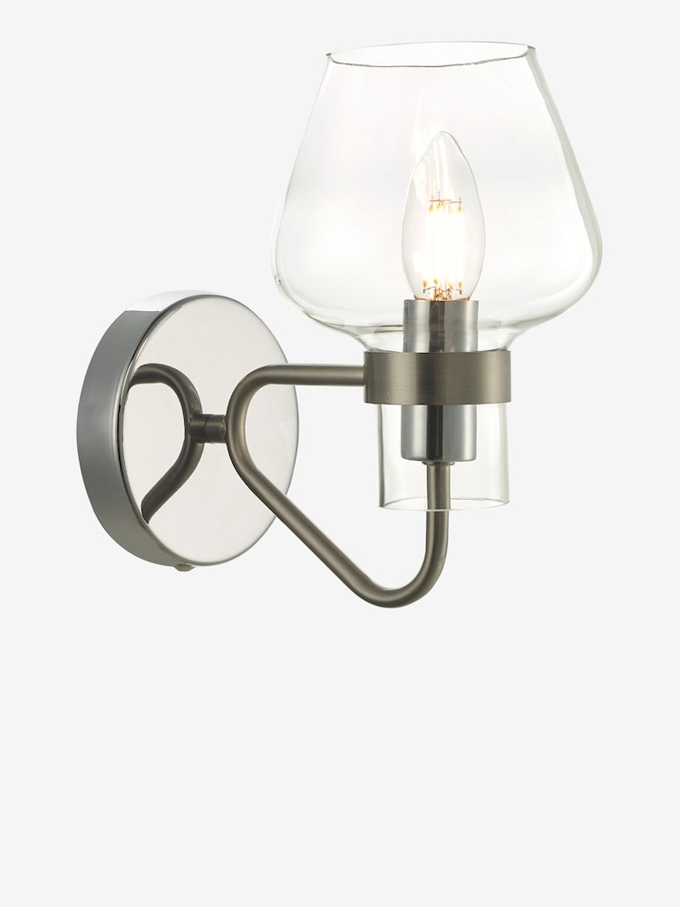 Dar Lighting Satin Chrome & Glass Keta Wall Light - Image 1 of 3