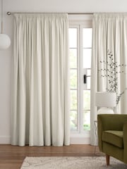 Natural Light Cotton Lined Pencil Pleat Curtains - Image 1 of 8