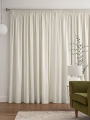 Natural Light Cotton Lined Pencil Pleat Curtains - Image 2 of 8