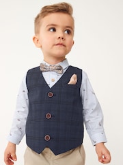Carreaux bleu marine - Ensemble gilet avec chemises et nœud cravate (3mois-7ans) - Image 1 de 7