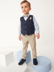 Carreaux bleu marine - Ensemble gilet avec chemises et nœud cravate (3mois-7ans) - Image 2 de 7