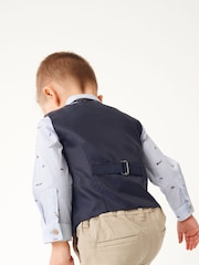 Carreaux bleu marine - Ensemble gilet avec chemises et nœud cravate (3mois-7ans) - Image 3 de 7