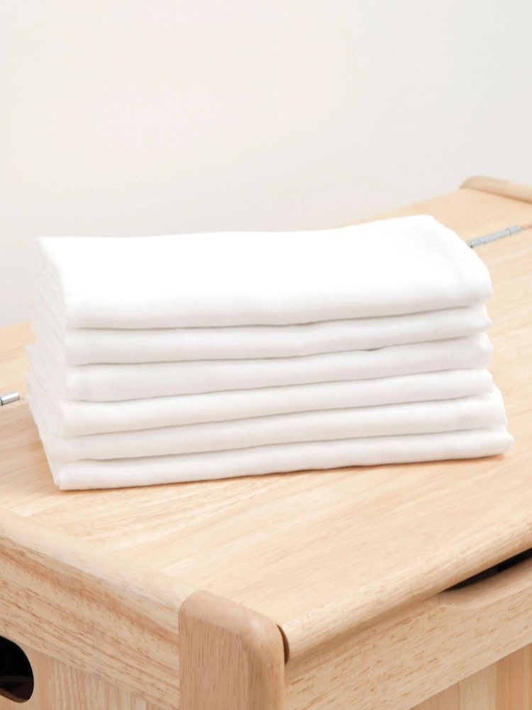 JoJo Maman Bébé 6-Pack White Muslin Squares - Image 2 of 3
