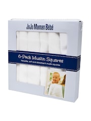JoJo Maman Bébé 6-Pack White Muslin Squares - Image 3 of 3