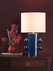 Dar Lighting Blue Ceramic & Antique Brass Tisha Table Lamp - Image 1 of 6