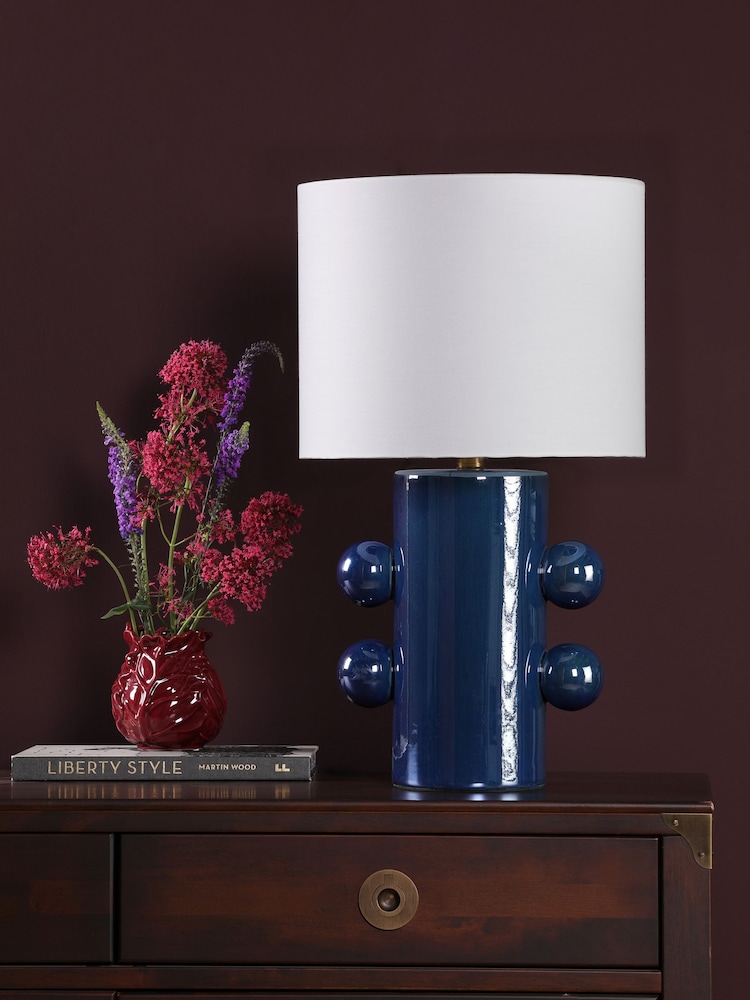 Dar Lighting Blue Ceramic & Antique Brass Tisha Table Lamp - Image 2 of 6