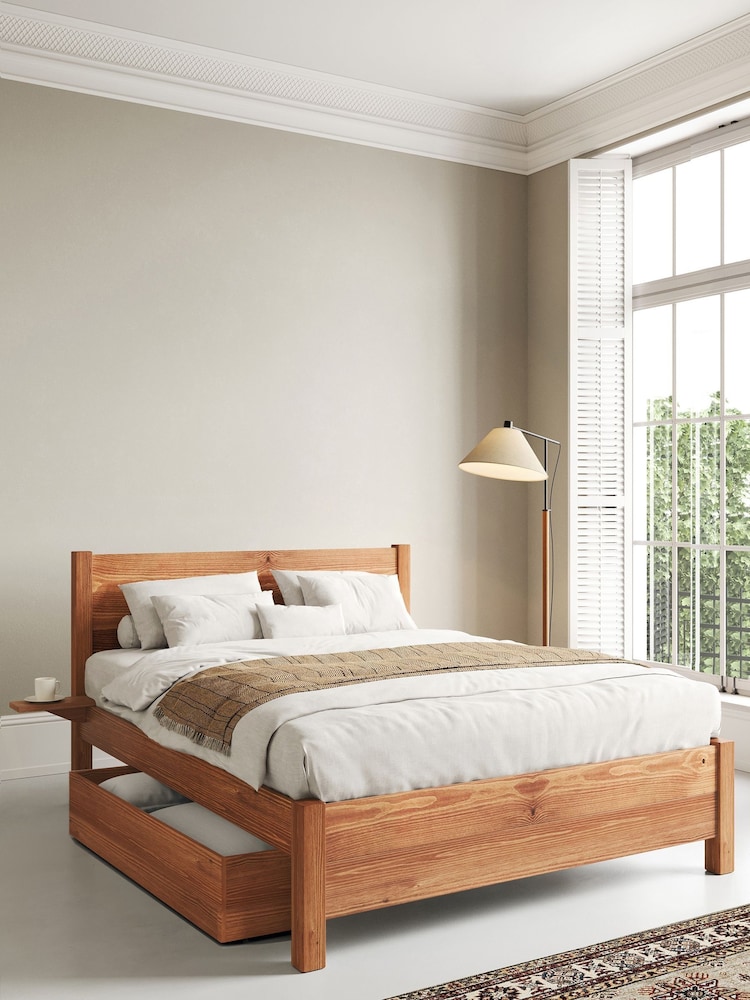 Get Laid Beds Cinnamon Oxford Square Leg Solid Wood Bed Combo - Image 1 of 3