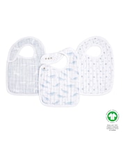 aden + anais White Rising Star 100% Cotton Muslin Snap Bibs 3 Pack - Image 1 of 3