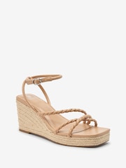 Nude Forever Comfort® Twist Strap Detail Square Toe Wedge Sandals - Image 3 of 6