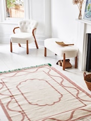Oliver Bonas Pink Mae Reversible Jacquard Wool and Cotton Rug - Image 1 of 4
