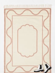 Oliver Bonas Pink Mae Reversible Jacquard Wool and Cotton Rug - Image 3 of 4