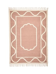 Oliver Bonas Pink Mae Reversible Jacquard Wool and Cotton Rug - Image 4 of 4