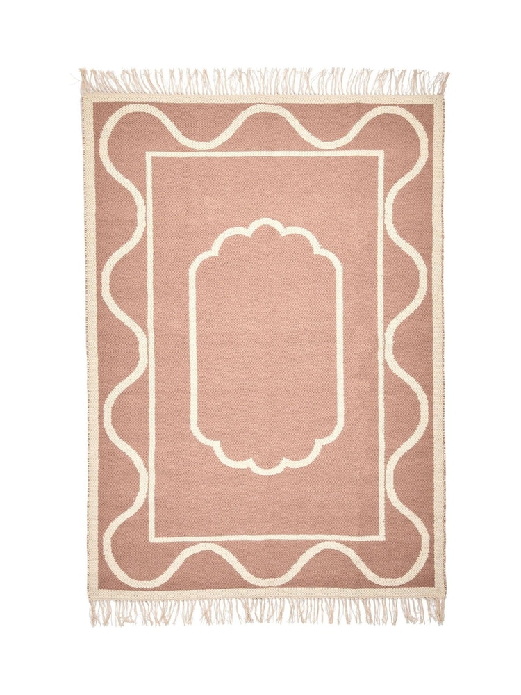 Oliver Bonas Pink Mae Reversible Jacquard Wool and Cotton Rug - Image 4 of 4
