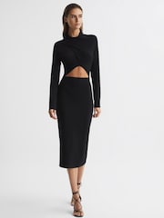 Reiss Black Ellen Cut-Out Dress - Image 1 of 6