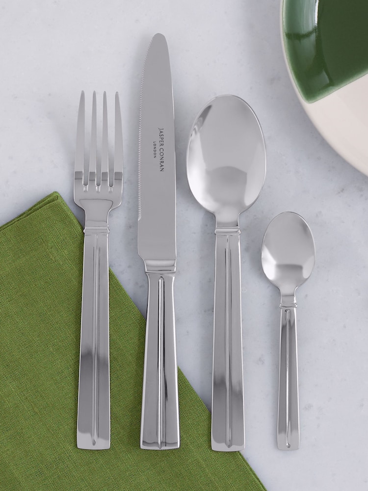 Jasper Conran London 16 Piece Silver (Metal) Fluted Cutlery Set - Image 1 of 4