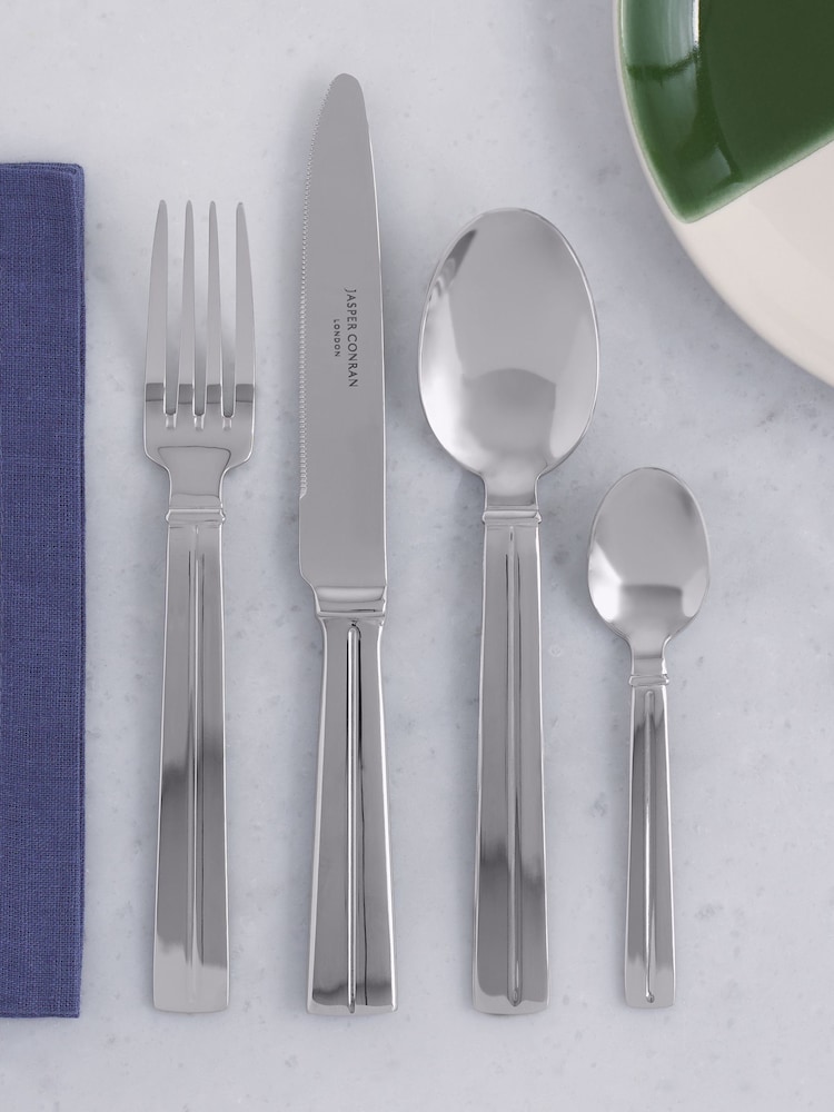 Jasper Conran London 16 Piece Silver (Metal) Fluted Cutlery Set - Image 2 of 4