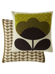 Orla Kiely Green 100% Cotton Spring Bloom Reversible Cushion - Image 2 of 2