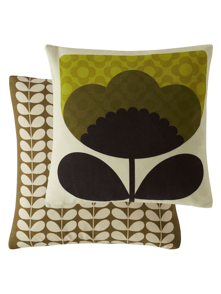 Orla Kiely Green 100% Cotton Spring Bloom Reversible Cushion - Image 2 of 2