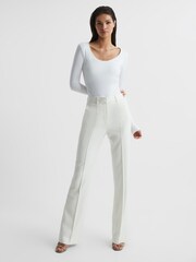 Reiss White Cassidy Long Sleeve Scoop Neck Body - Image 3 of 6