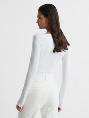 Reiss White Cassidy Long Sleeve Scoop Neck Body - Image 5 of 6