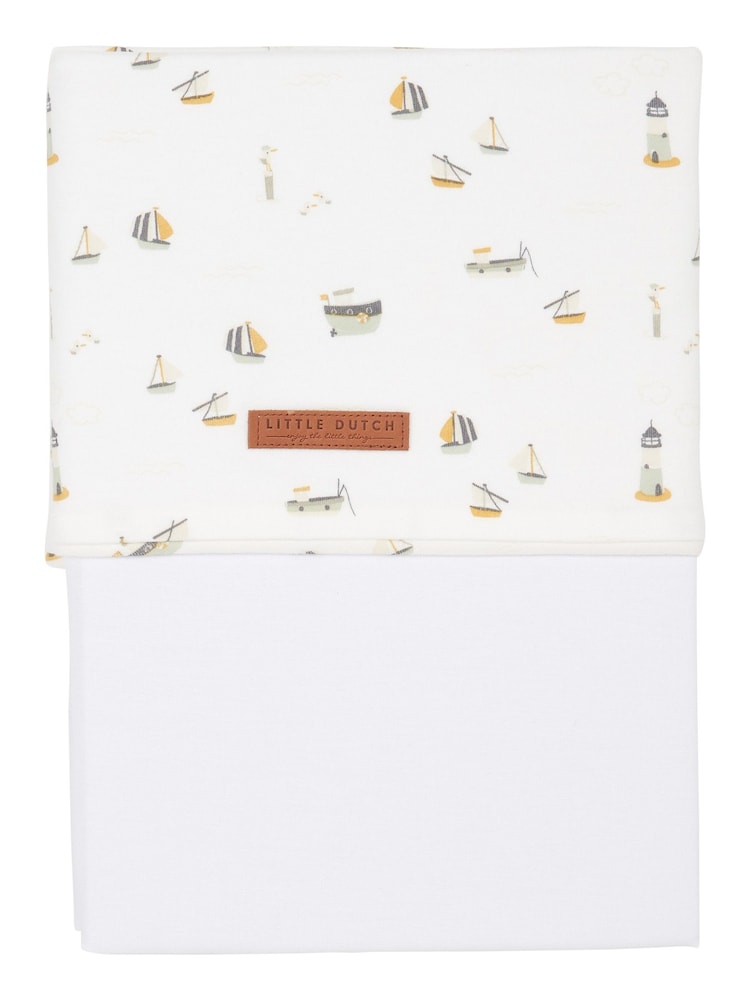 Little Dutch White Fitted Sailors Bay Bassinet Sheet - Image 1 of 1 Little Dutch White Fitted Sailors Bay Bassinet Sheet - Image 1 of 1