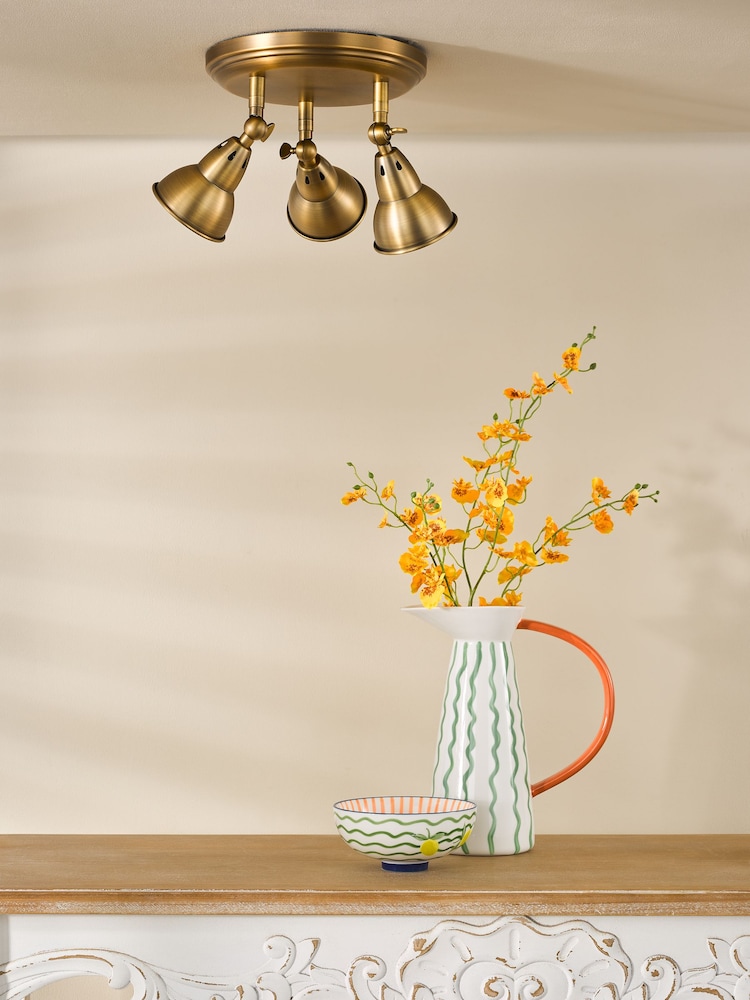 Dar Lighting Aged Brass Nathaniel 3lt Plate Spotlight - Image 2 of 6