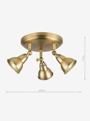 Dar Lighting Aged Brass Nathaniel 3lt Plate Spotlight - Image 4 of 6