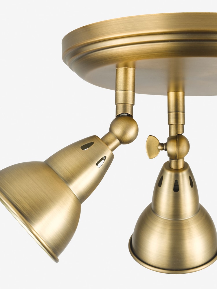 Dar Lighting Aged Brass Nathaniel 3lt Plate Spotlight - Image 6 of 6