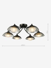 Dar Lighting Satin Black & Smoked Glass Kadience 6lt Semi Flush - Image 4 of 6