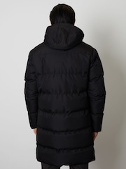 Threadbare Black Luxe Showerproof Longline Hooded Padded Coat - Image 2 of 5