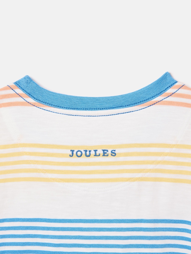 Joules Boys' Laundered White & Blue Short Sleeve Crew Neck Striped T-Shirt - Image 4 of 6