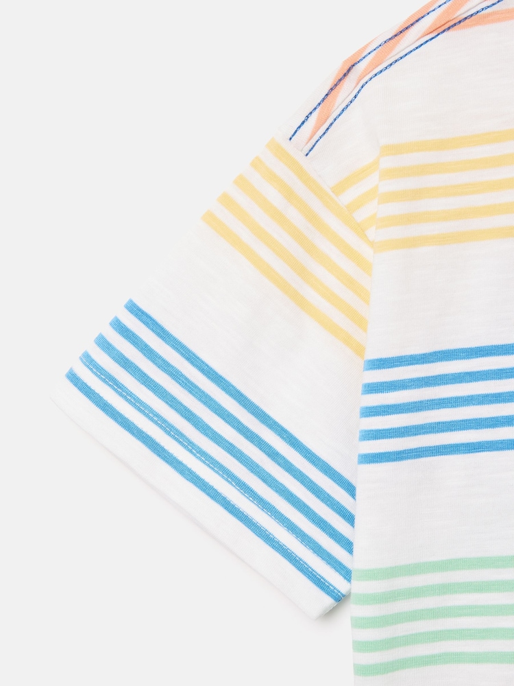 Joules Boys' Laundered White & Blue Short Sleeve Crew Neck Striped T-Shirt - Image 5 of 6