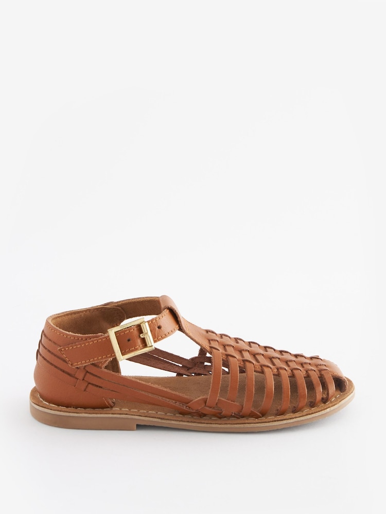 Tan Brown Woven Leather Fisherman Sandals - Image 2 of 5 Tan Brown Woven Leather Fisherman Sandals - Image 2 of 5