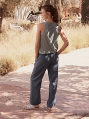 Blau - Weit geschnittene Hose aus 100 % Premium-Leinen - Bild 2 von 8