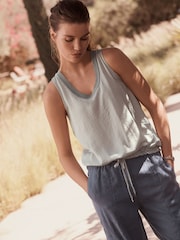 Blau - Weit geschnittene Hose aus 100 % Premium-Leinen - Bild 3 von 8
