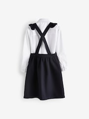 Navy Blue/White Ruffle School Pinafore And Long Sleeve Shirt Set (3-14yrs) - Image 6 of 7