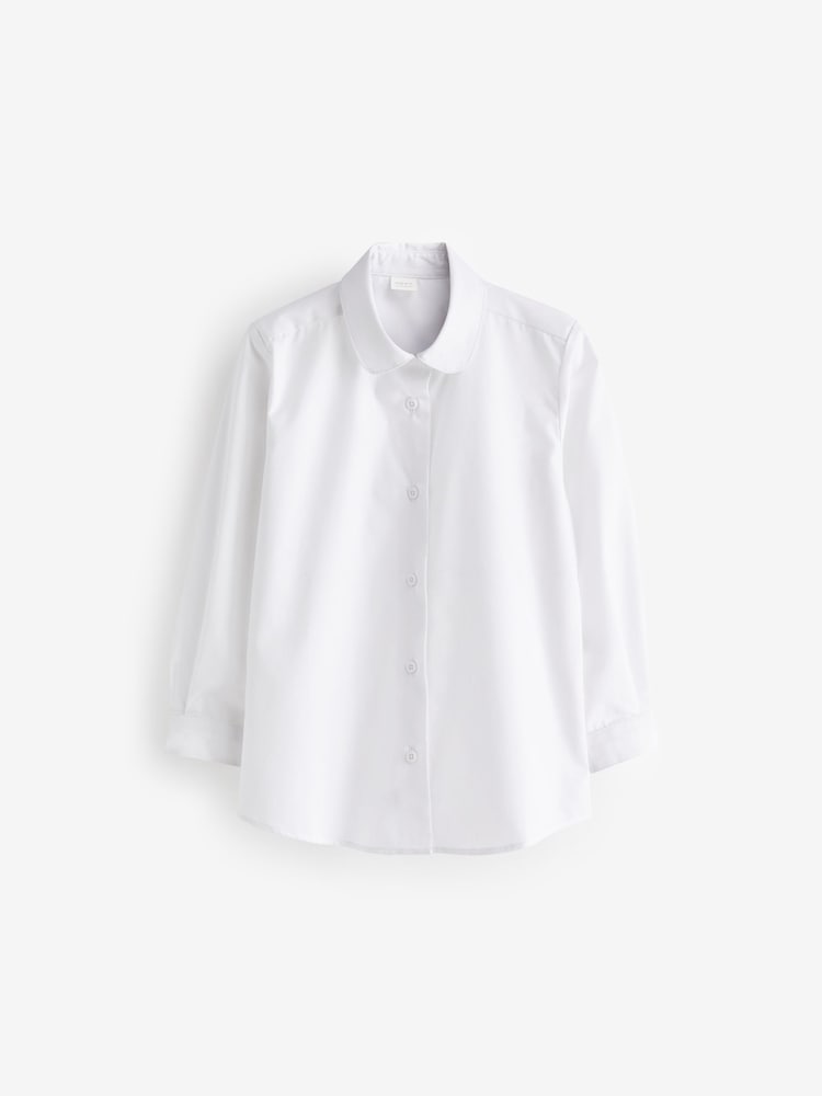 Navy Blue/White Ruffle School Pinafore And Long Sleeve Shirt Set (3-14yrs) - Image 7 of 7