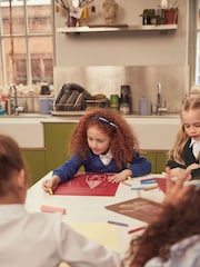 Navy Blue/White Ruffle School Pinafore And Long Sleeve Shirt Set (3-14yrs) - Image 8 of 11