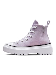 Converse Lilac Purple Lugged Glitter Lift Junior Trainers - Image 2 of 8