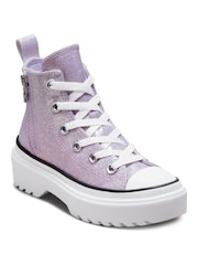 Converse Lilac Purple Lugged Glitter Lift Junior Trainers - Image 3 of 8