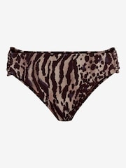 Mint Velvet Khaki Green Animal Ruched Side Bikini Brief - Image 2 of 4