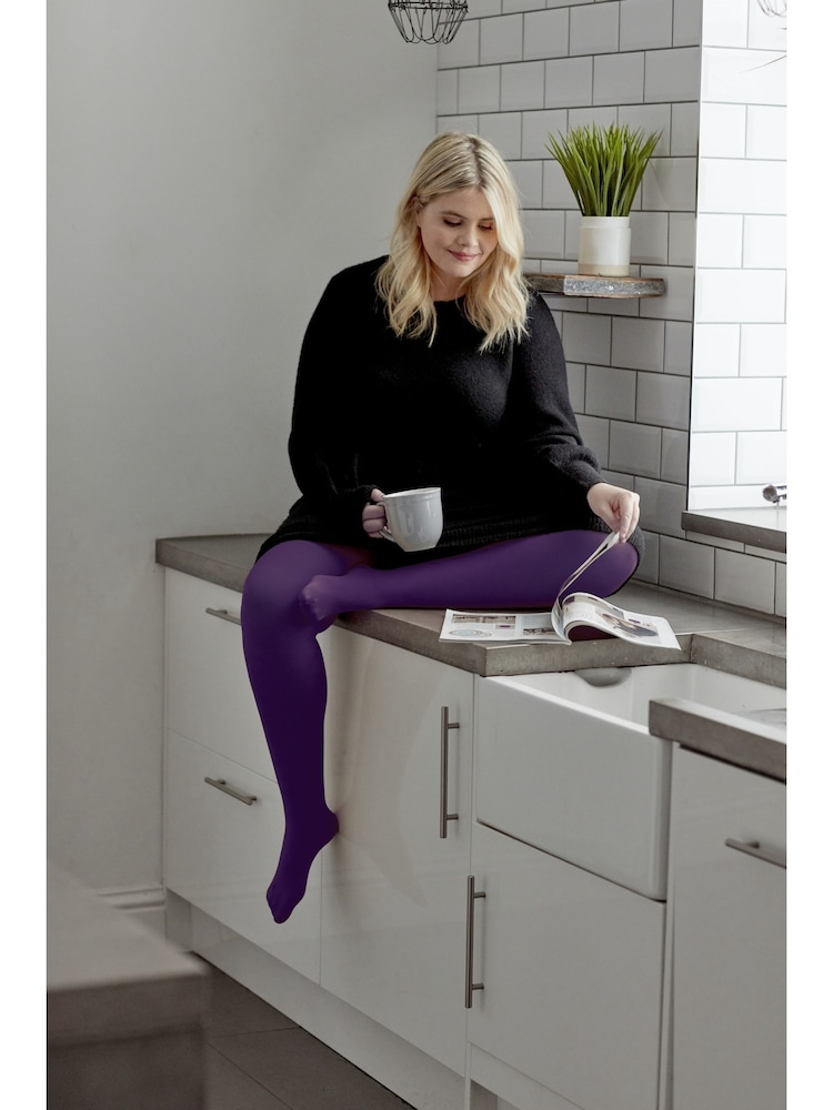 Pretty Polly 2 Pack 60 Denier Curves Plush Opaque Tights - Image 2 of 3