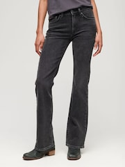 Superdry Black Mid Rise Slim Flare Jeans - Image 1 of 9