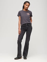 Superdry Black Mid Rise Slim Flare Jeans - Image 3 of 9