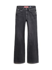 Superdry Black Mid Rise Slim Flare Jeans - Image 9 of 9