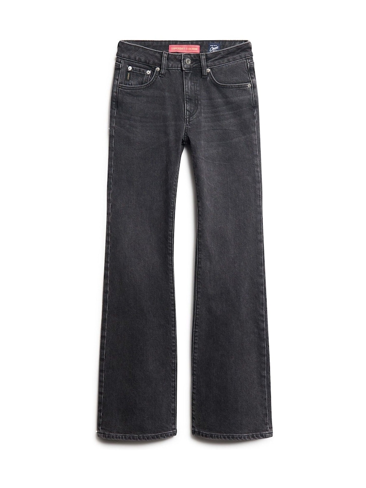 Superdry Black Mid Rise Slim Flare Jeans - Image 9 of 9
