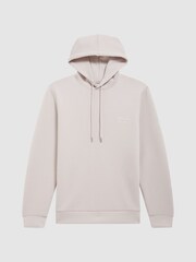 Reiss Off White James Slim Fit Interlock Drawstring Motif Hoodie - Image 2 of 6
