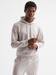 Reiss Off White James Slim Fit Interlock Drawstring Motif Hoodie - Image 4 of 6