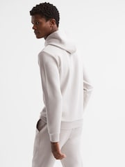 Reiss Off White James Slim Fit Interlock Drawstring Motif Hoodie - Image 5 of 6